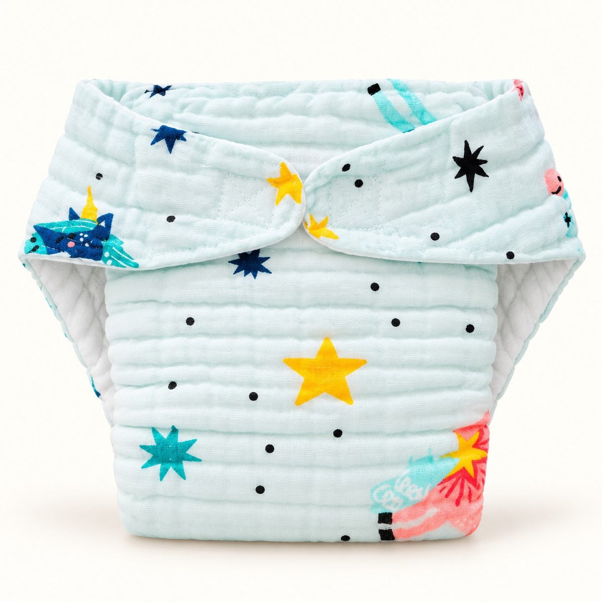 Pack of 3 - colourful Velcro Muslin Nappies(Assorted)