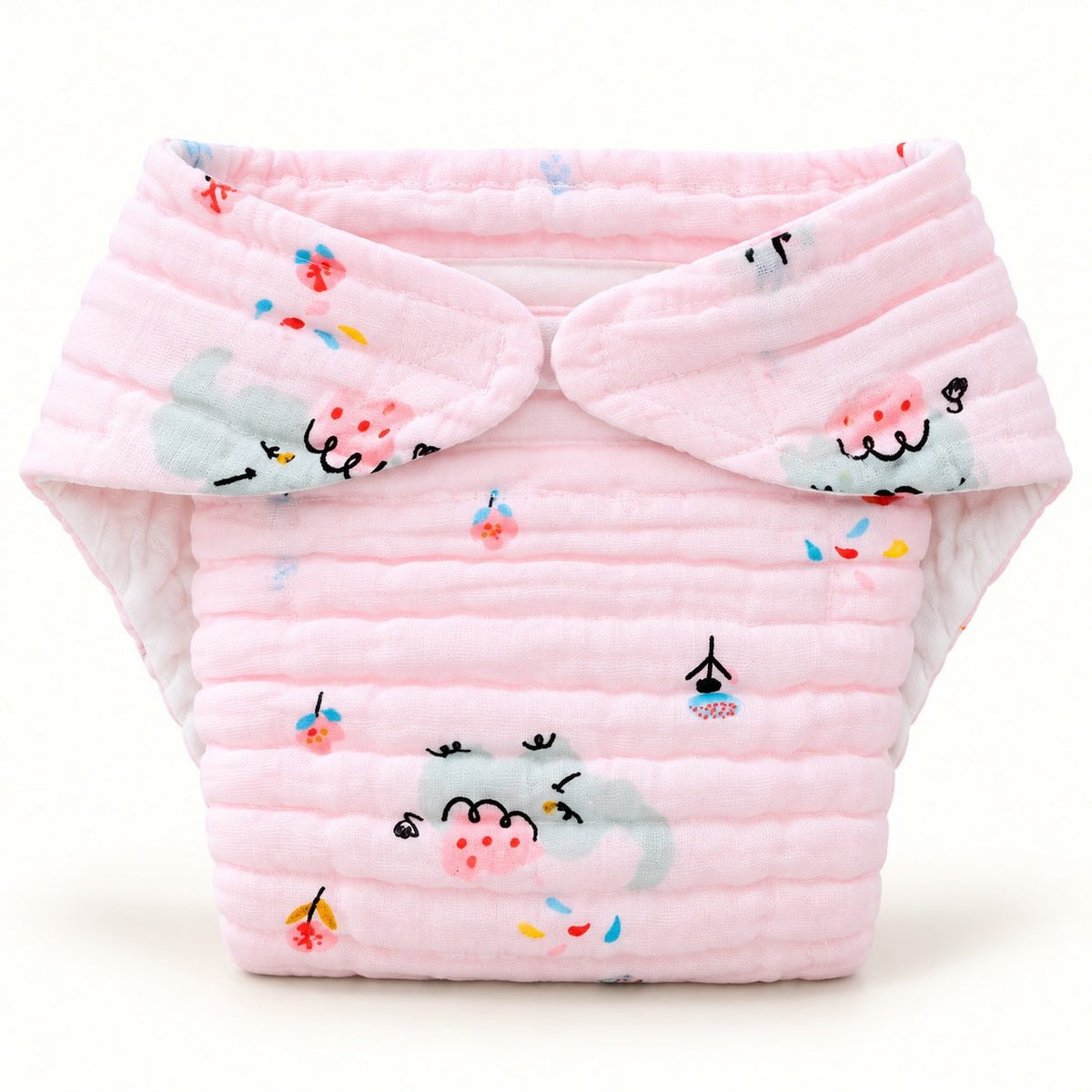 Pack of 5 - colourful Velcro Muslin Nappies(Assorted)