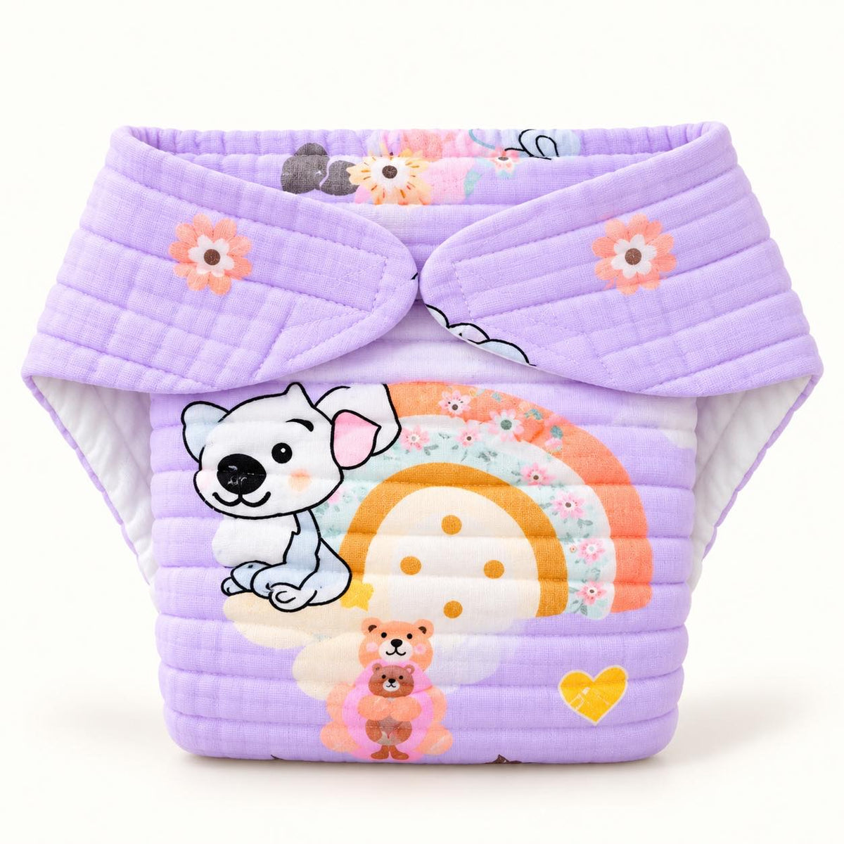 Pack of 5 - colourful Velcro Muslin Nappies(Assorted)