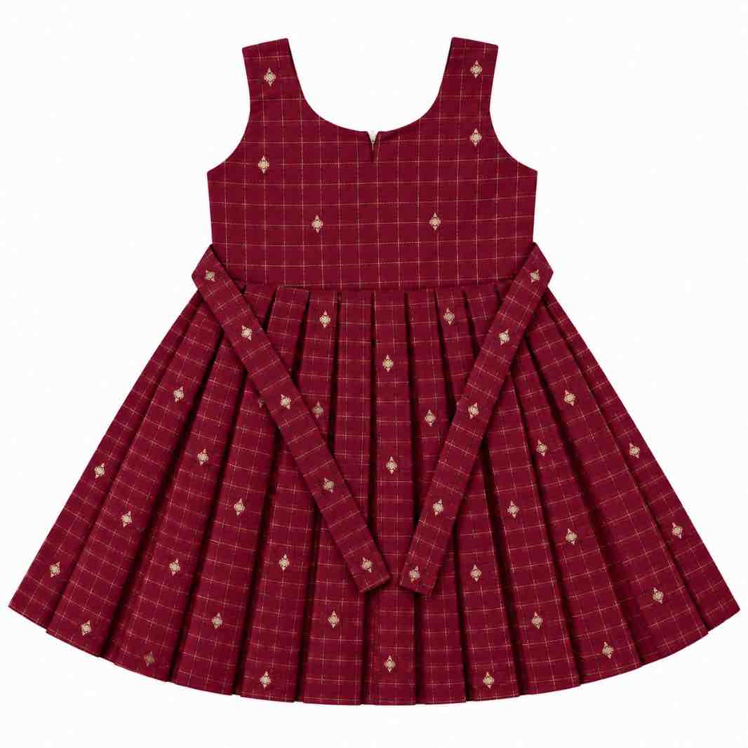 Ruby maroon pattu frock
