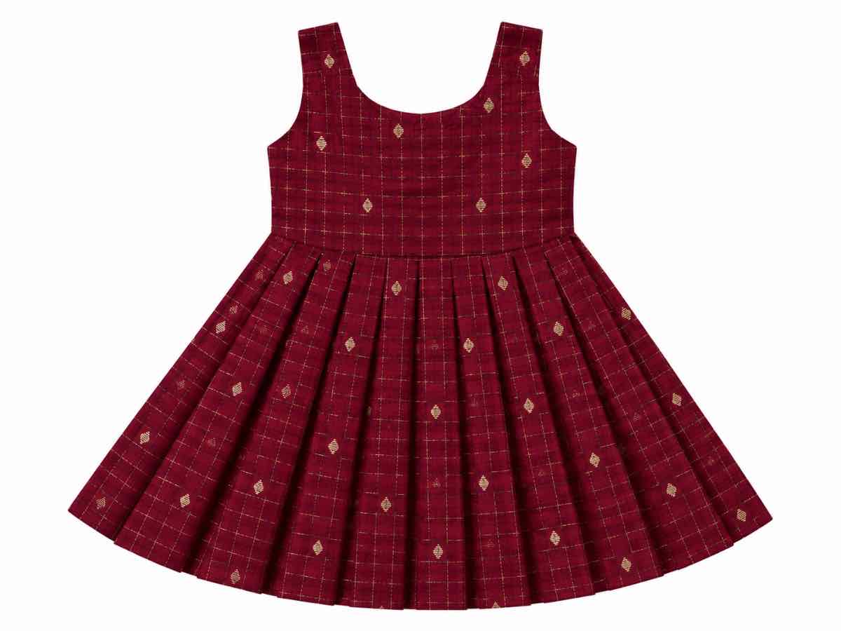 Ruby maroon pattu frock