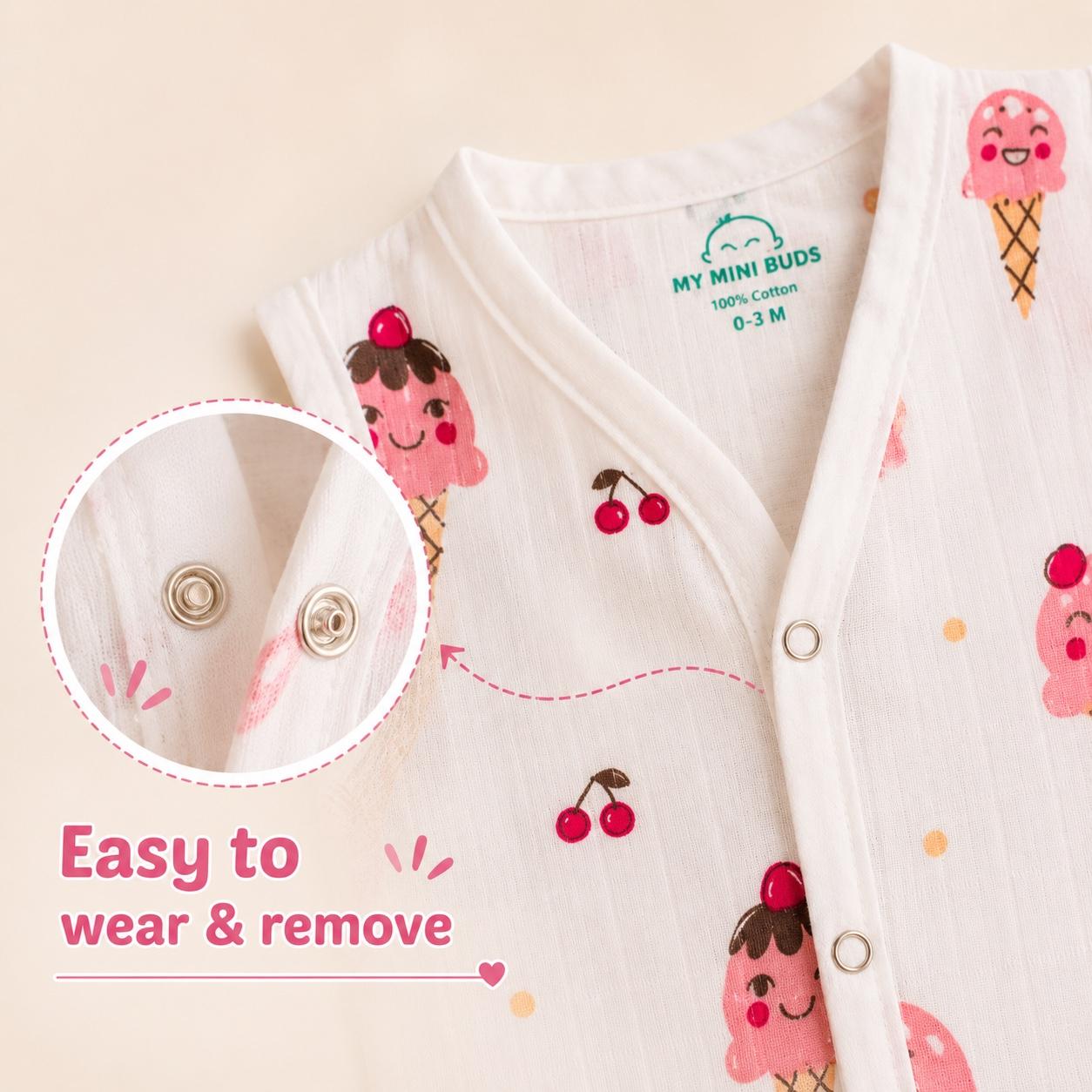 Muslin Snap Button Jabla- Combo Pack of 5