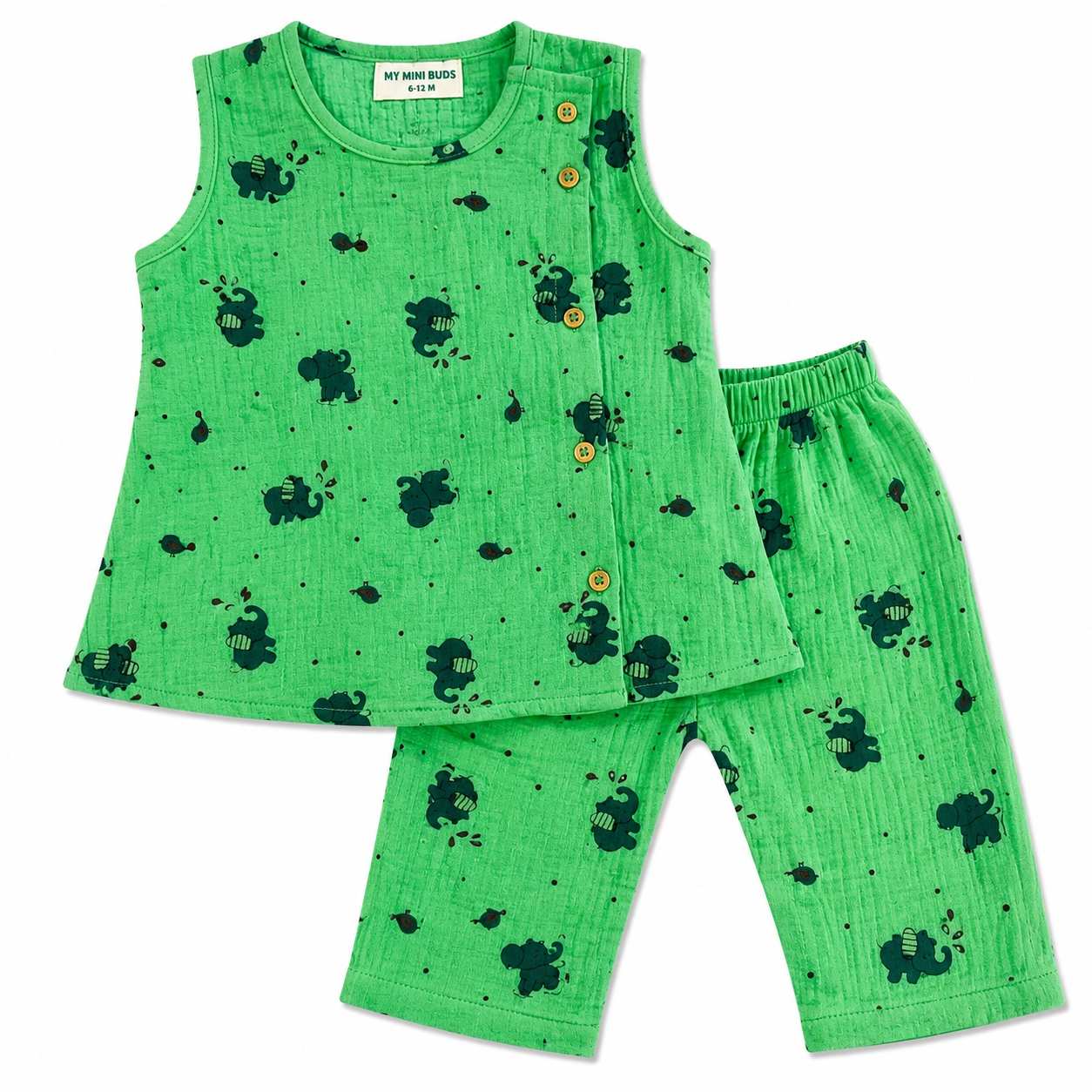 A  Green Elephant -Co-Ord Set-Crinkle muslin