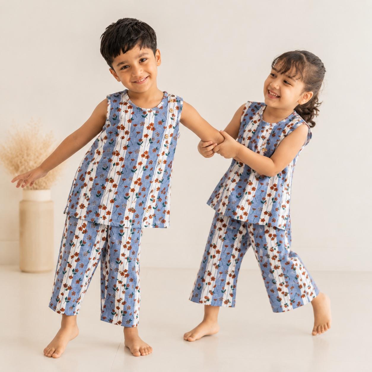 A Floral-Co-Ord Set-Crinkle muslin
