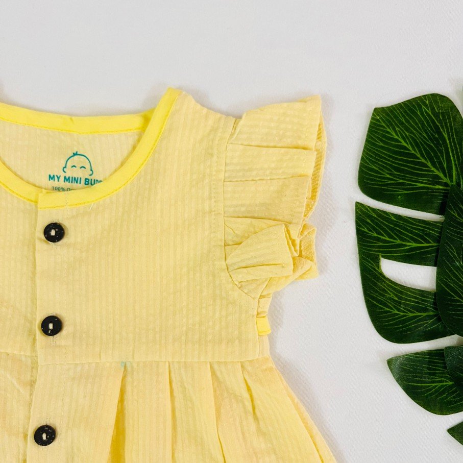 A Combo Pack of 3- Seersucker cotton Frill Frock