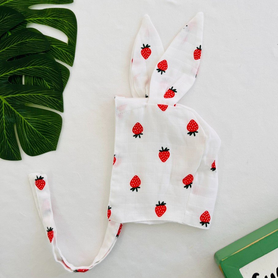 Bunny Cap-Strawberry(0-6M)