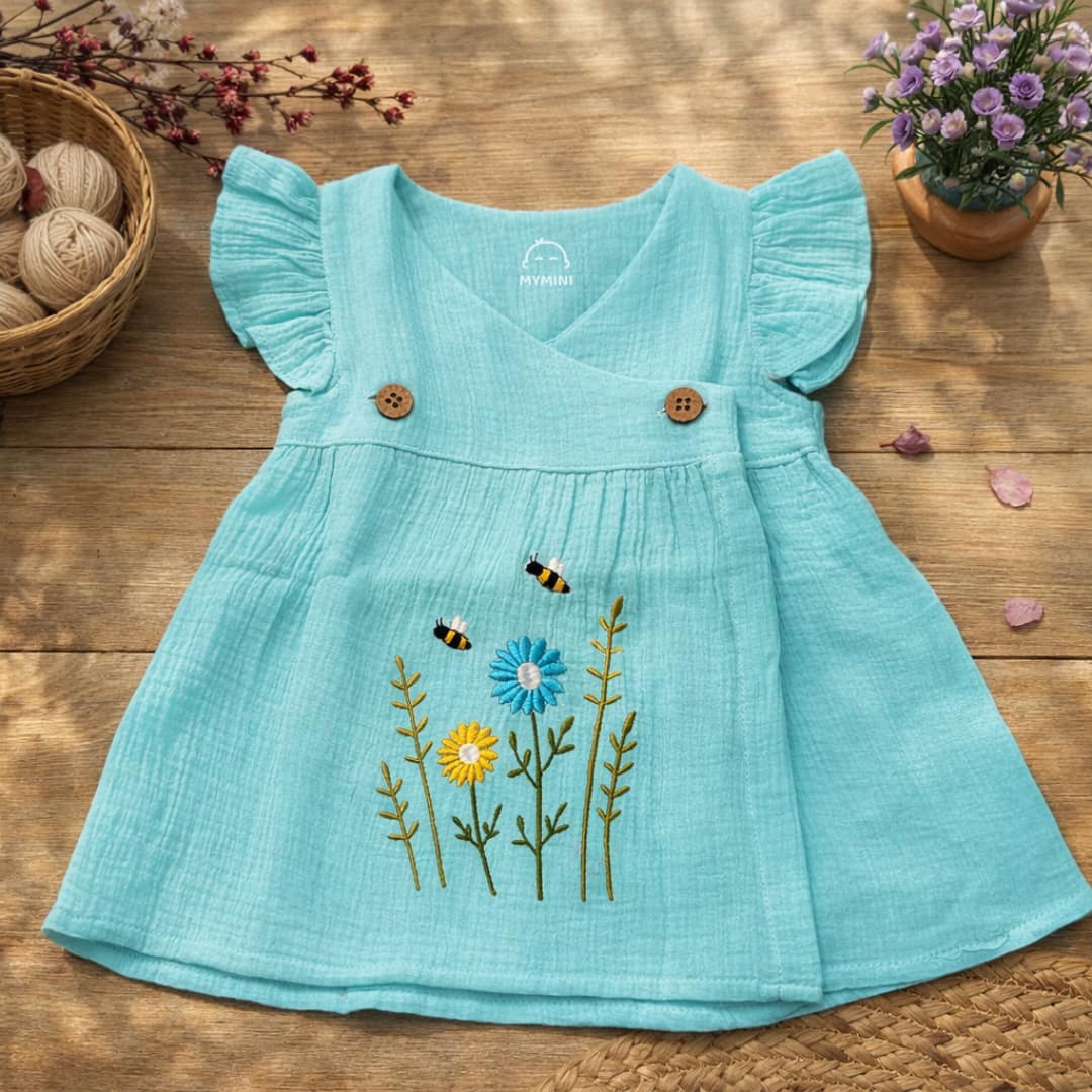 Muslin Frock-Kimono-Ocean Blue