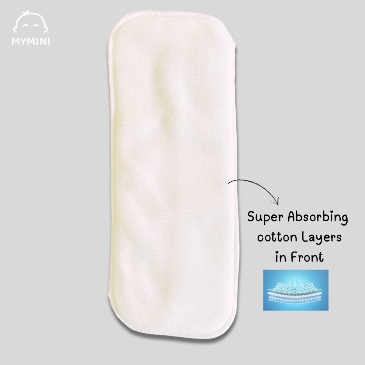 Soft, reusable cloth diaper designed for comfort and leak protection.