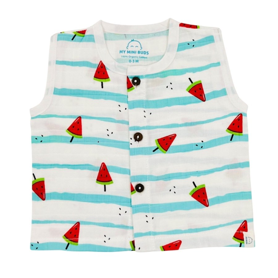 Muslin Jhabla (0-3m)-A watermelon