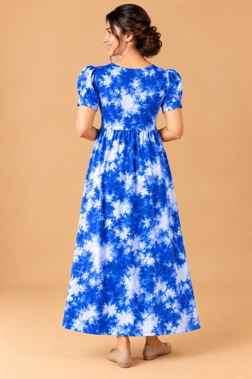 Blue Tie-Dye Maternity Zipless Maxi