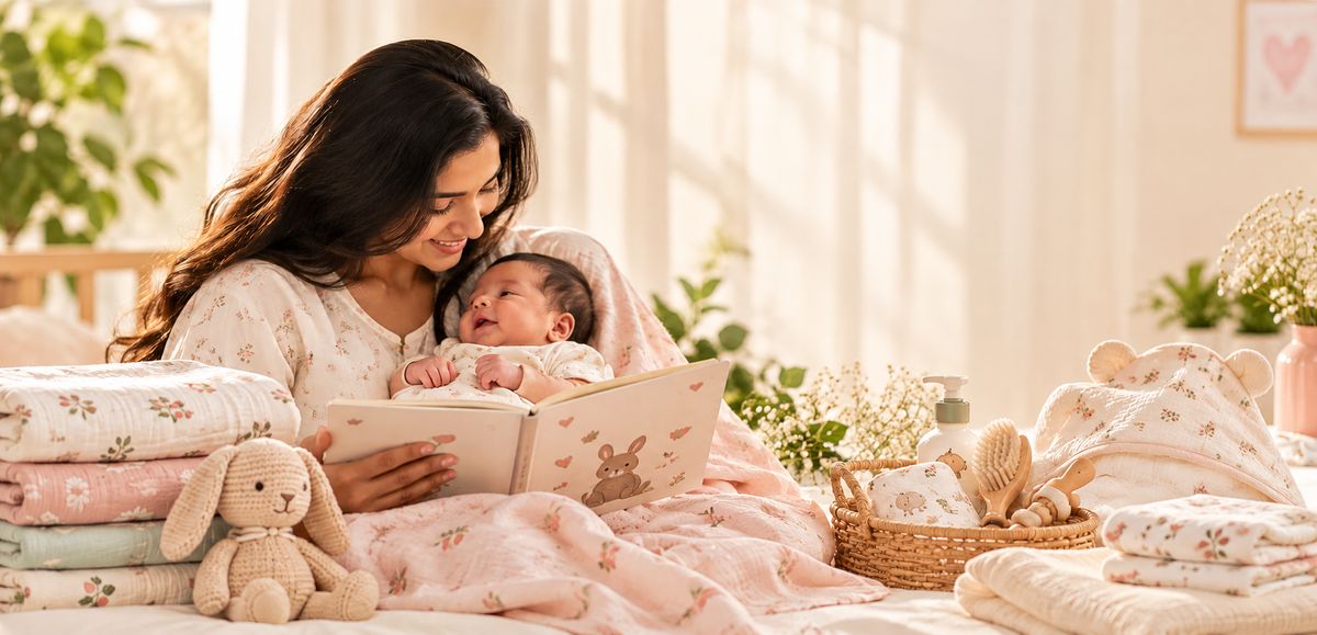 Mother holding her newborn baby