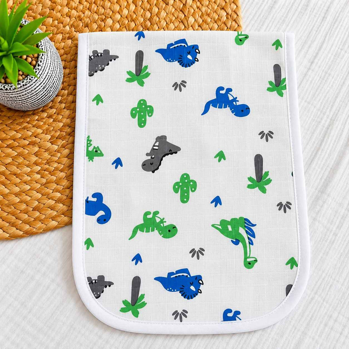 Muslin Burp Cloth - Blue Dino