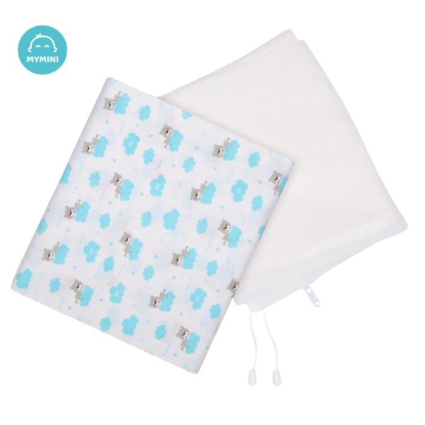 Blue Cloud Teddy-Cradle with Mosquito Net