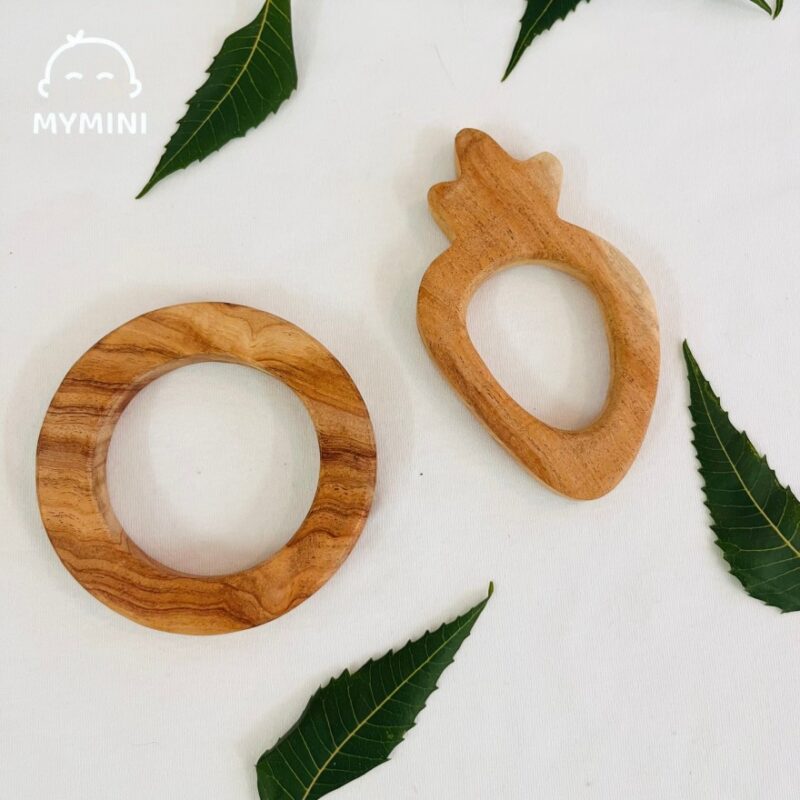 Strawberry & Circle-Neem Wood Teether - Image 1