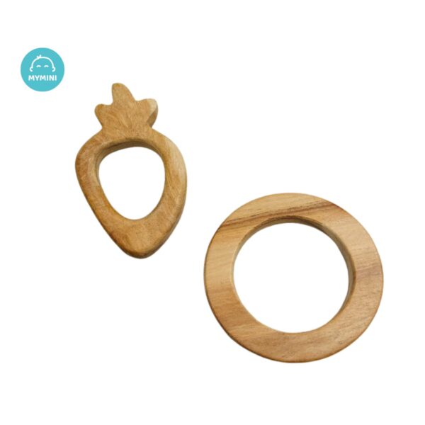 Strawberry & Circle-Neem Wood Teether