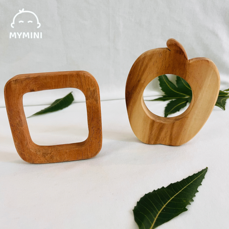 Apple & Square Shape-Neem Wood Teether - Image 1