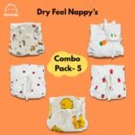 Combo Pack of (5) -Dry Feel Nappy’s  Muslin