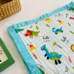 Dino - 6 Layer crinkle Muslin  Blanket - 110*110 cm - Image 3