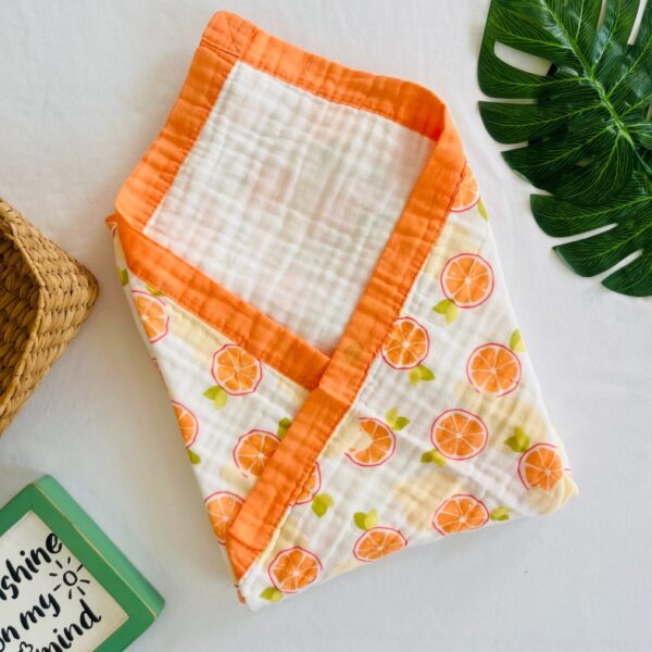 Orange– 6 layer Muslin Blanket - 110*110 cm