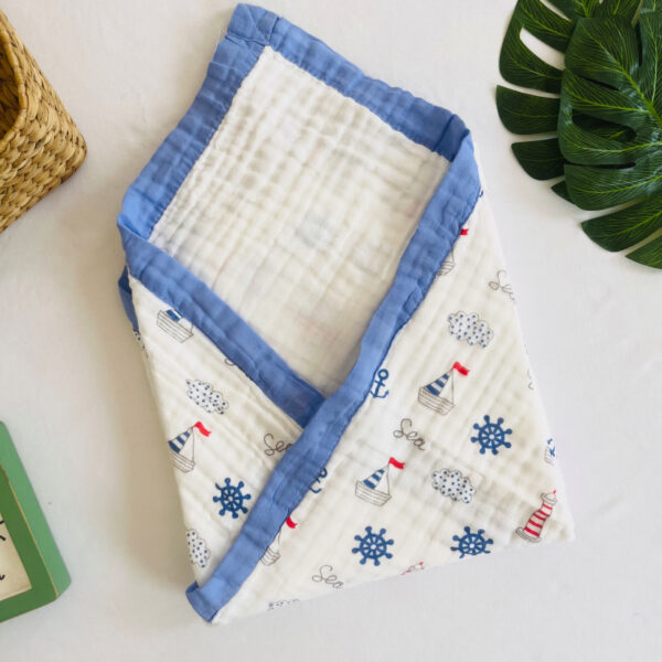 Boat - 6 layer Muslin Blanket-110*110 cm