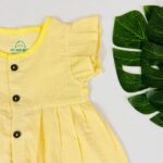 A Yellow-Seersucker cotton Frill Frock - Image 2