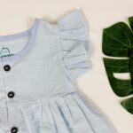 A Blue-Seersucker cotton Frill Frock - Image 2