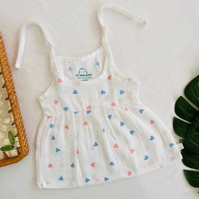 Blue and Pink Heart-Knot Frock - Image 1