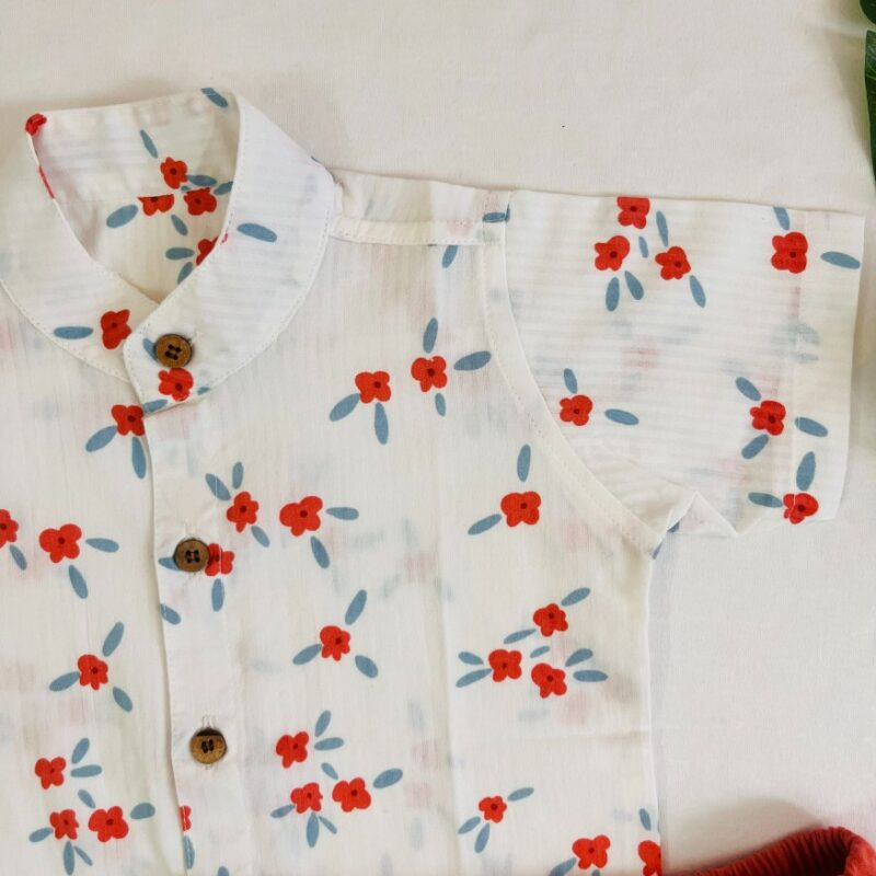 Red Flower-Kids Shirt &Trouser - Image 2
