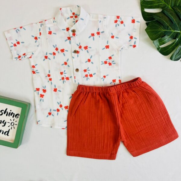 Red Flower-Kids Shirt &Trouser