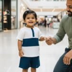 Crinkle muslin half sleeve baby clothing set in breathable organic cotton fabric