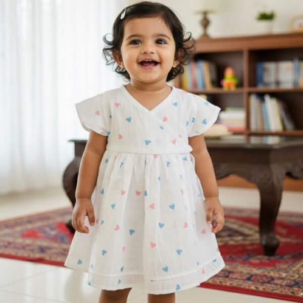 A Colorful Heart-cross over Frock (Headband-Free)