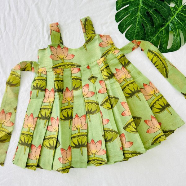 A Royal Green Lotus-Ethnic Frock