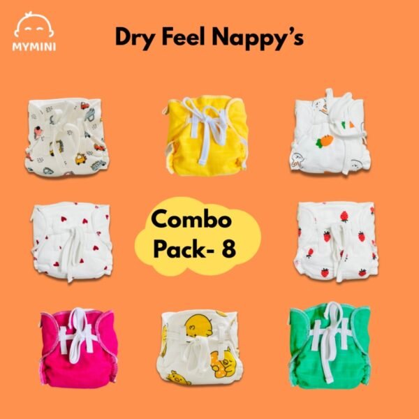 Combo Pack of (8) -Dry Feel Nappy’s Muslin