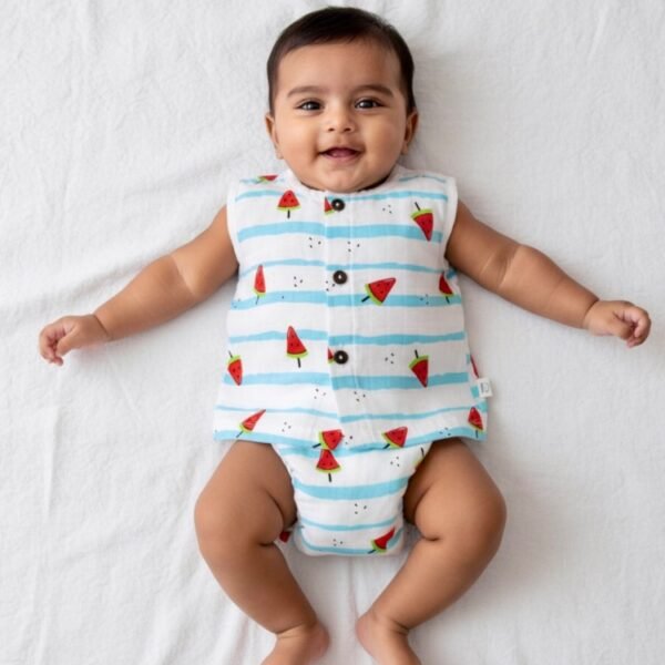 Muslin Jhabla (0-3m)-A watermelon