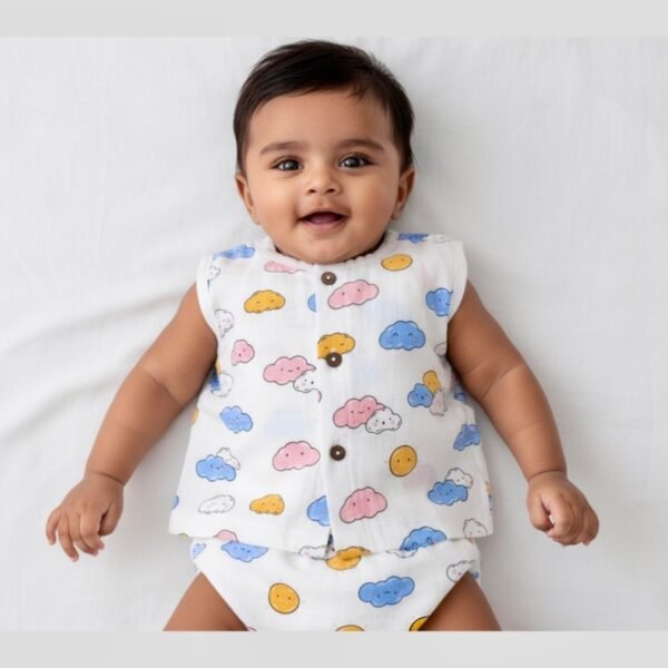 Muslin Jhabla (0-3m)-A Cloudy