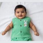 Muslin Jhabla (0-3m)-A Green Rabbit