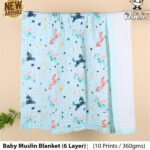 Unicorn - 6 Layer Crinkle Muslin Baby Blanket - 110*110cm