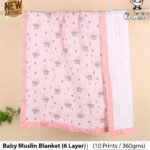 Elephant - 6 Layer Crinkle Muslin Baby Blanket - 110*110cm