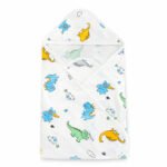 Dino-Knitted cotton hooded towel | single layer