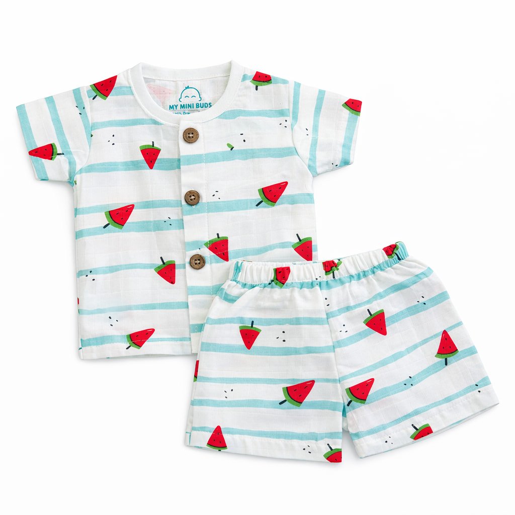 Muslin half sleeve jabla with trouser set for newborn baby in soft cotton fabric