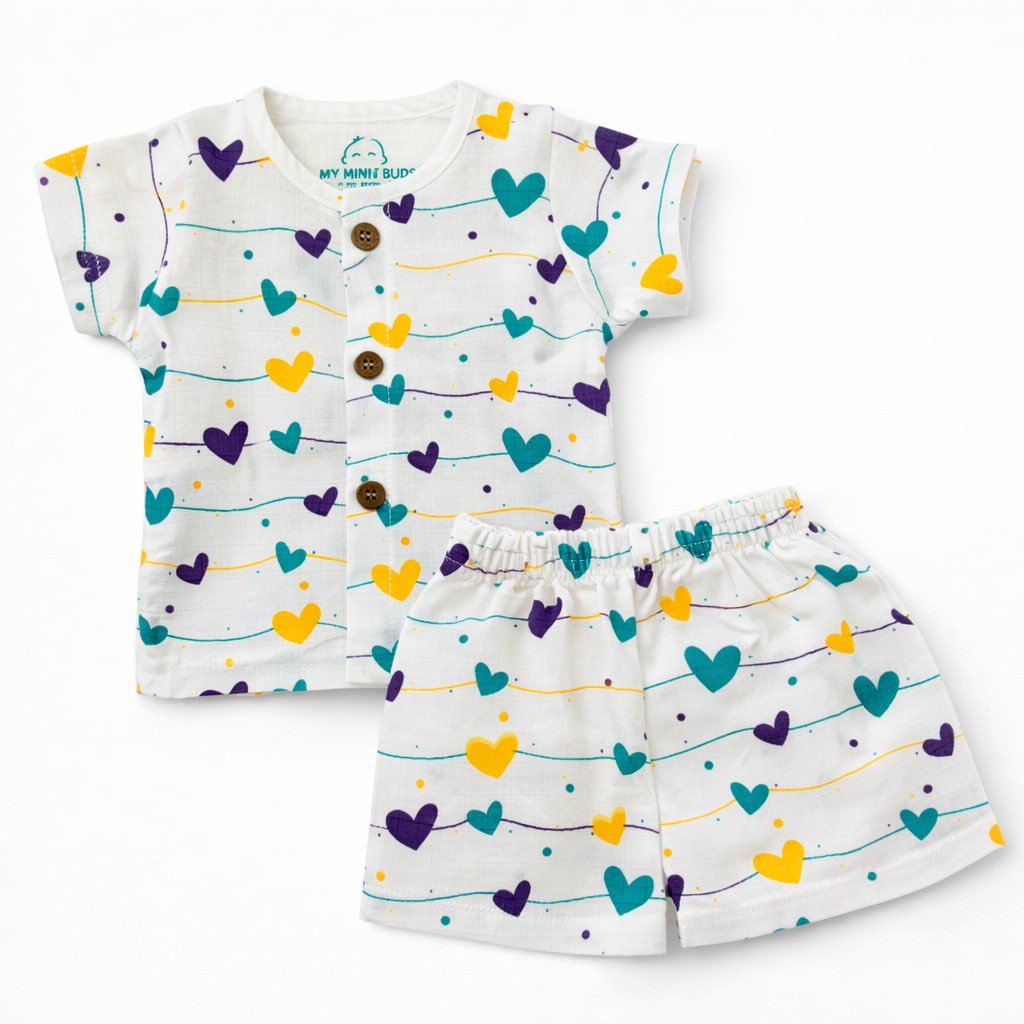 Muslin half sleeve jabla with trouser set for newborn baby in soft cotton fabric