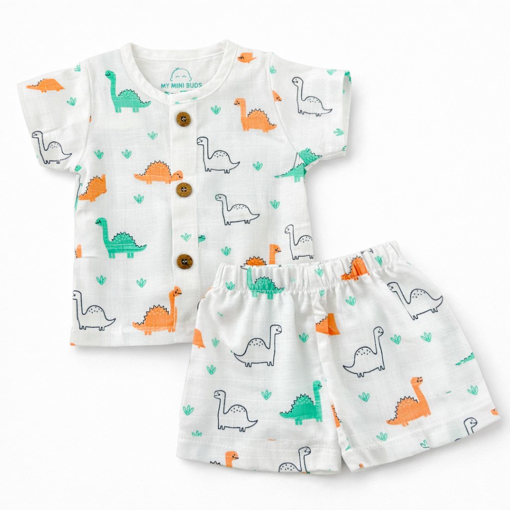 Muslin half sleeve jabla with trouser set for newborn baby in soft cotton fabric